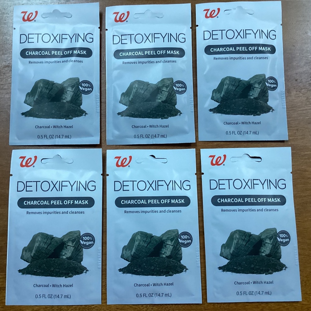 Walgreens Detoxifying Charcoal Peel Off Masks 14.7 ml 6 pack New